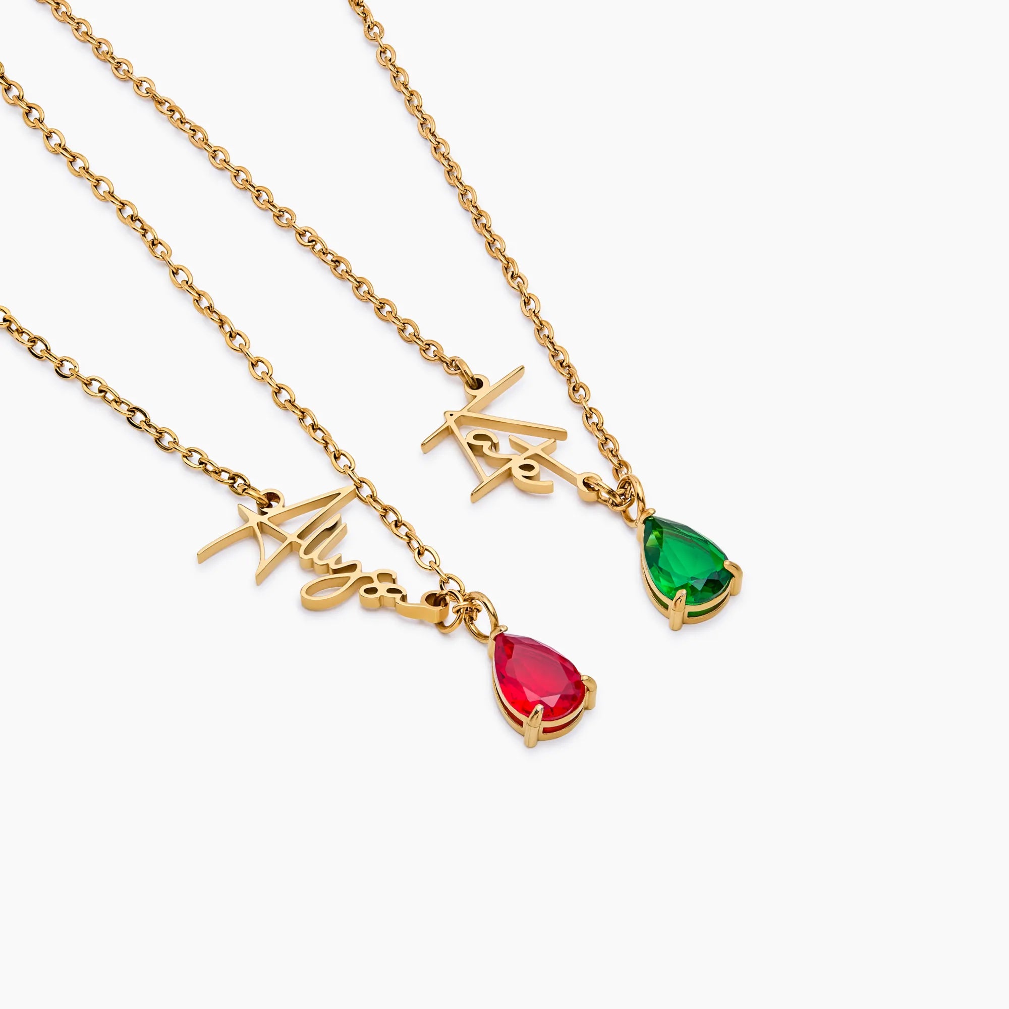 Collar personalizado con nombre y piedra de nacimiento