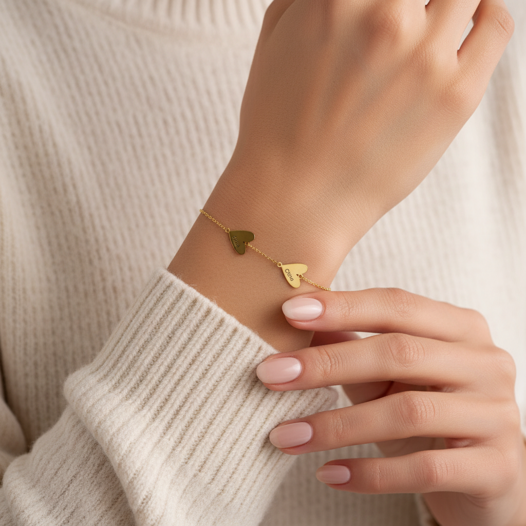 Pulsera personalizada con corazón grabado