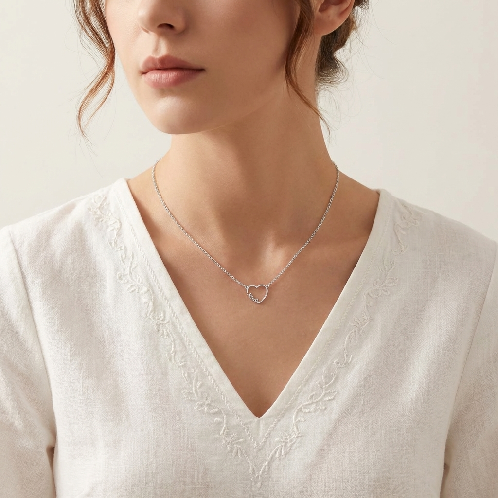 Collar personalizado con nombre en forma de corazón