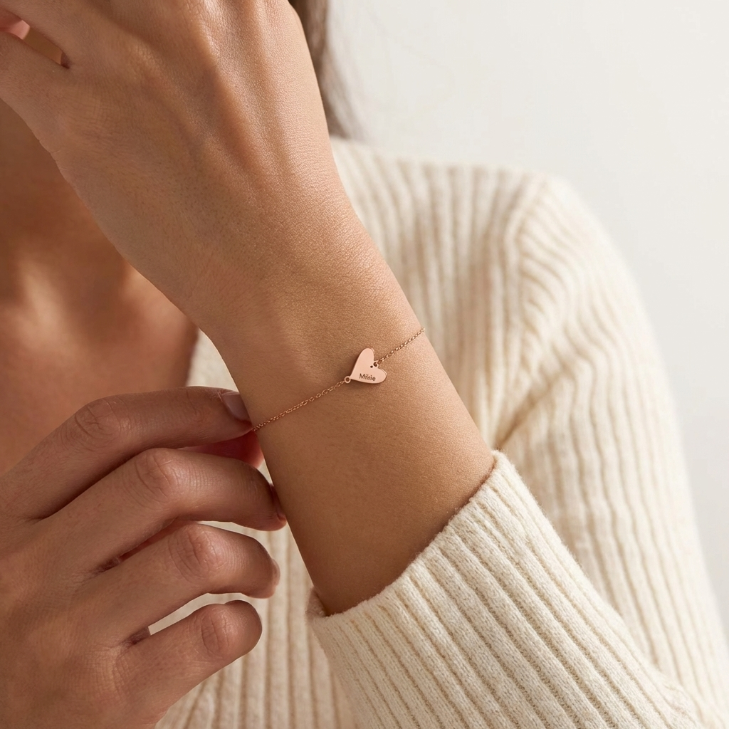 Pulsera personalizada con corazón grabado