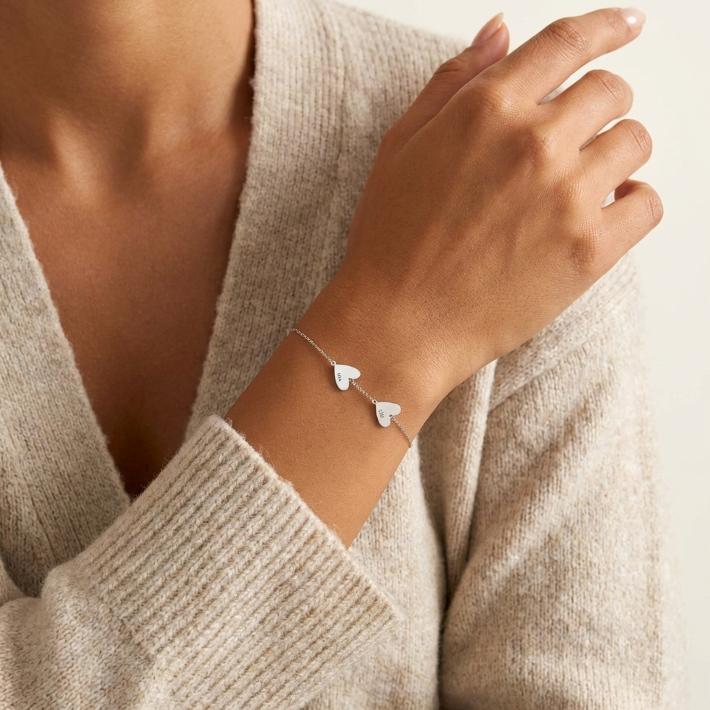 Pulsera personalizada con corazón grabado